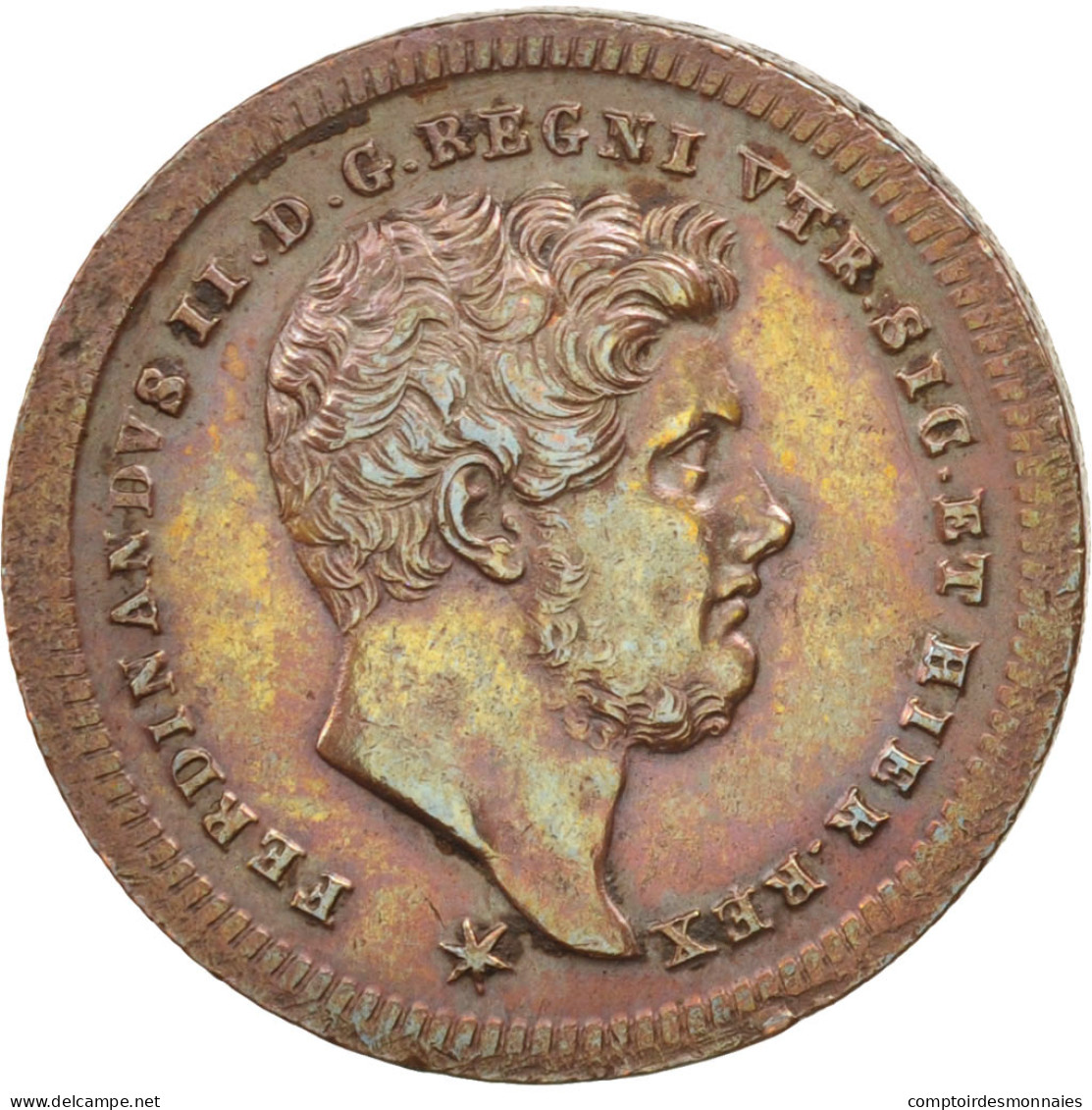 Monnaie, États Italiens, NAPLES, Ferdinando II, 2 Tornesi, 1843, TTB+, Cuivre - Napoli & Sicilia