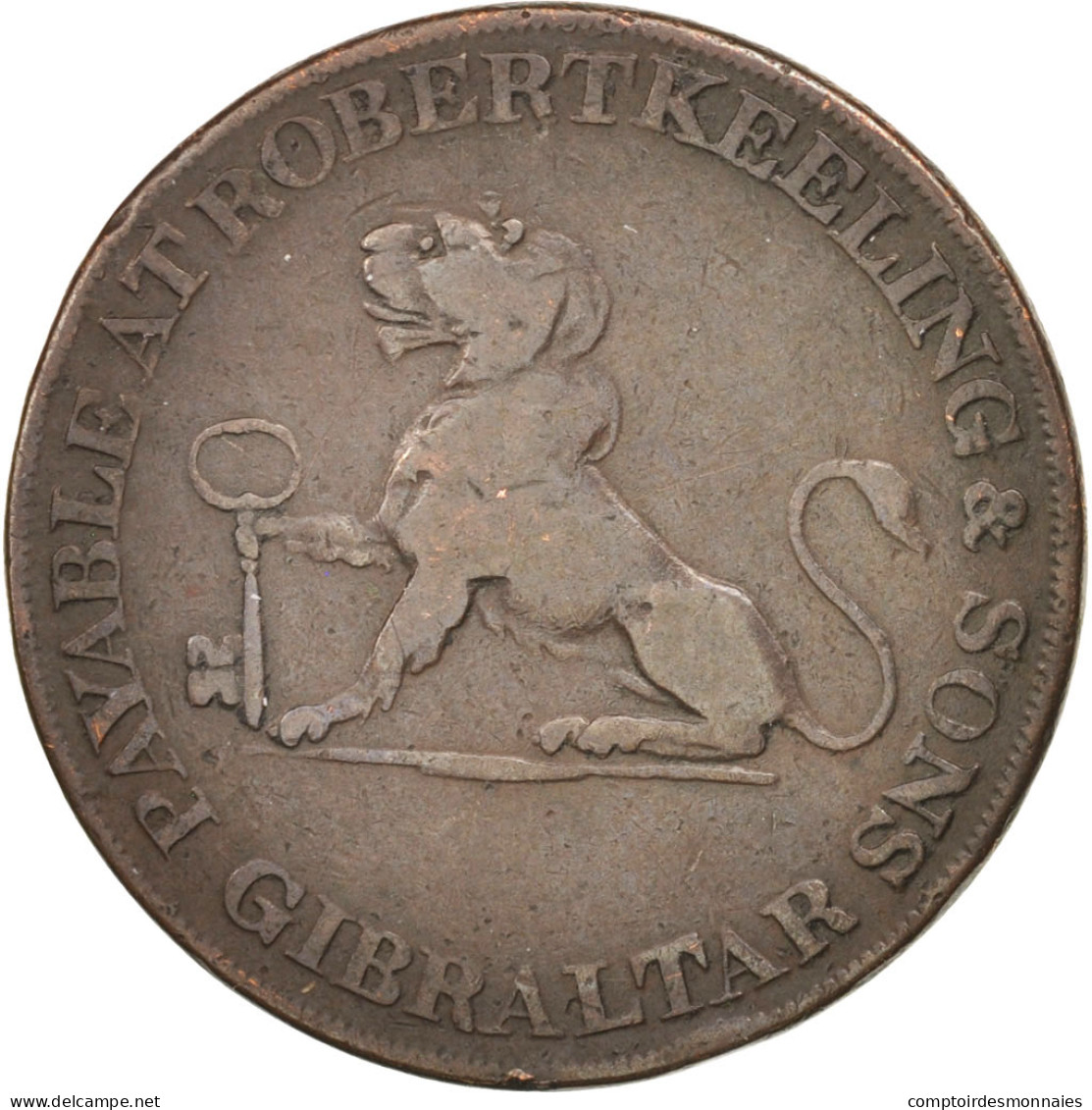 Monnaie, Gibraltar, 2 Quartos, 1810, TTB, Cuivre, KM:Tn4.2 - Gibilterra