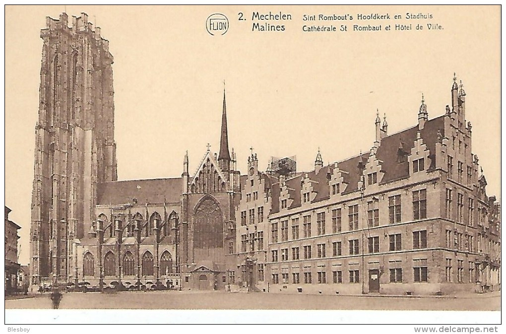 MECHELEN SINT ROMBAUT'S HOOFDKERK EN STADHUIS - Malines