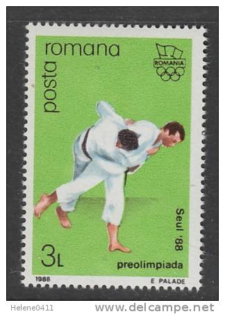 TIMBRE NEUF DE ROUMANIE - JUDO (PREOLYMPIQUE J.O. DE SEOUL) N° Y&T 3809 - Judo