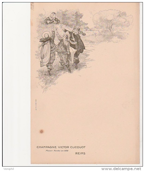 MENU ILLUSTRE - CHAMPAGNE VICTOR CLCQUOT -REIMSI - Menus