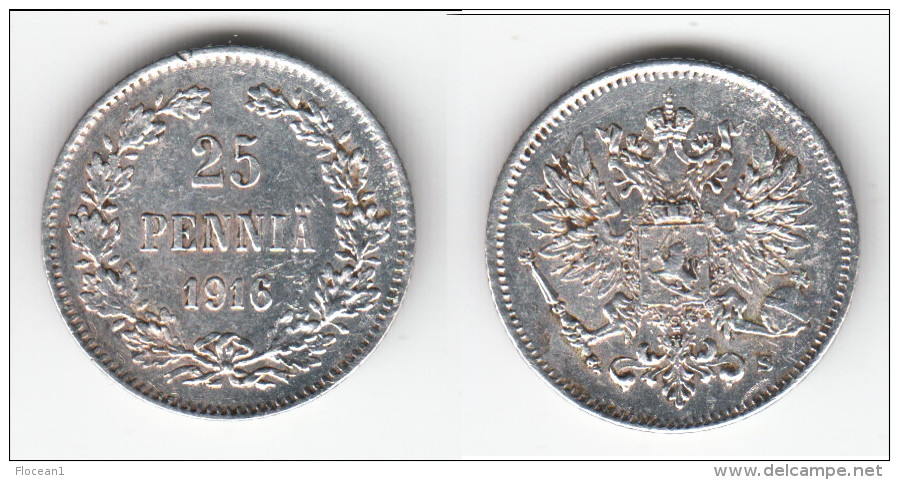 **** FINLANDE - FINLAND - 25 PENNIA 1916 - ARGENT - SILVER **** EN ACHAT IMMEDIAT - Finland