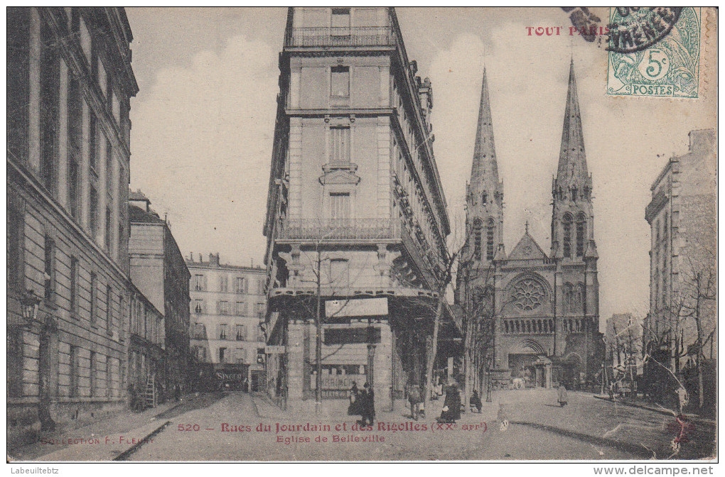 TOUT PARIS - Rues Du Jourdain Et Des Rigolles ( XX ème  Arr. ) Eglise De Belleville  PRIX FIXE - Arrondissement: 20