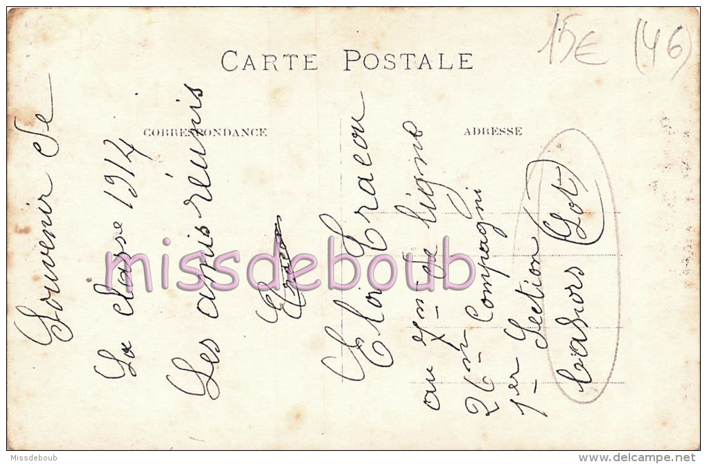46 - CAHORS  - Carte Photo - Groupe, Soldats - 7èmè De Ligne - 26ème Compagnie  - 1er Section Classe 1914 -   2 Scans - Cahors