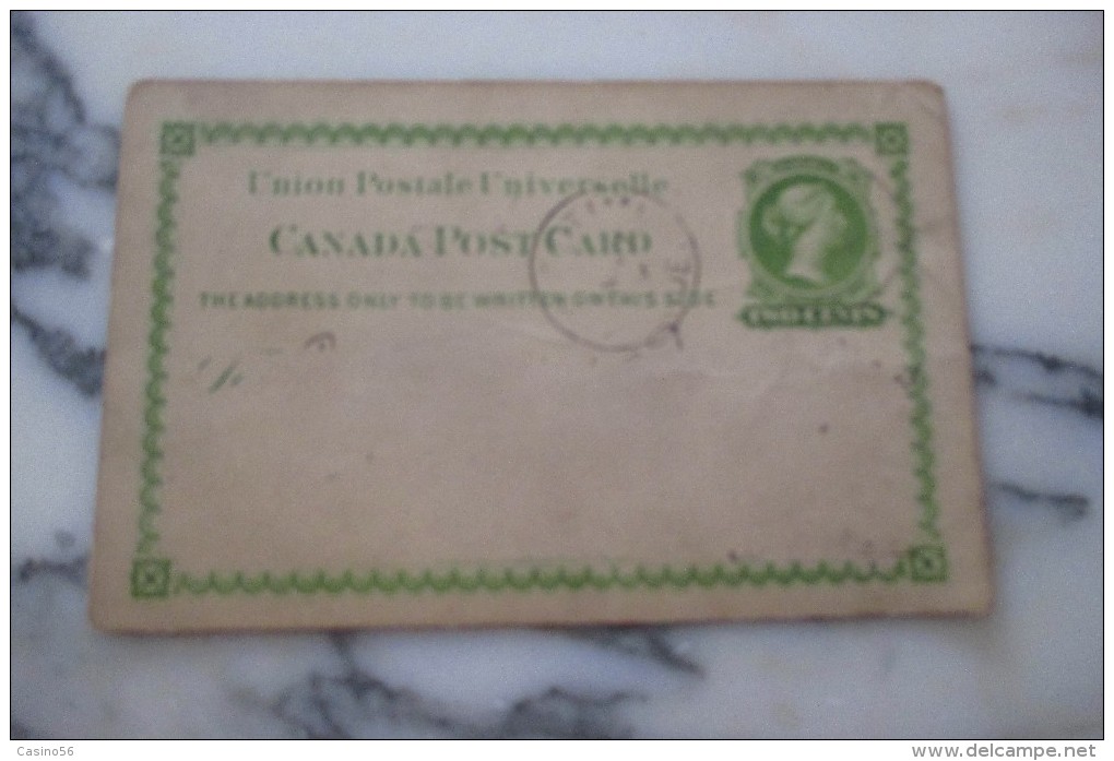 LETTRE ENTIER POSTAUX MARCOPHILIE POST CARD CANADA - 1860-1899 Règne De Victoria