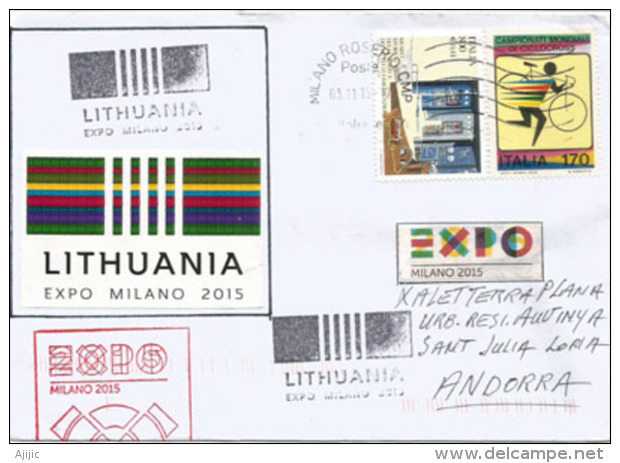 LITUANIE..EXPO UNIVERSELLE MILAN 2015 "Feeding The Planet", Lettre De Lituanie à Milan,adressée En Andorre - 2015 – Milan (Italie)