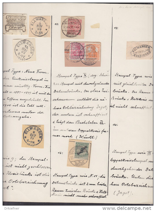 Ellwangen, Auch Aalen Und Umgebung, Stempelsammlung Auf  107 Originalen Briefstücken Und 33 Belegen - Sonstige & Ohne Zuordnung