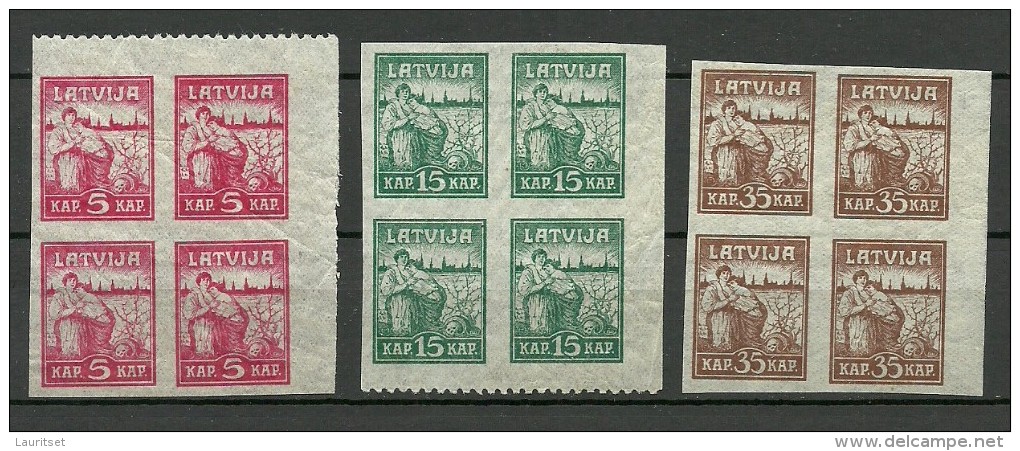 LETTLAND Latvia 1919 Michel 25 - 27 Y In 4-block MNH - Lettonie