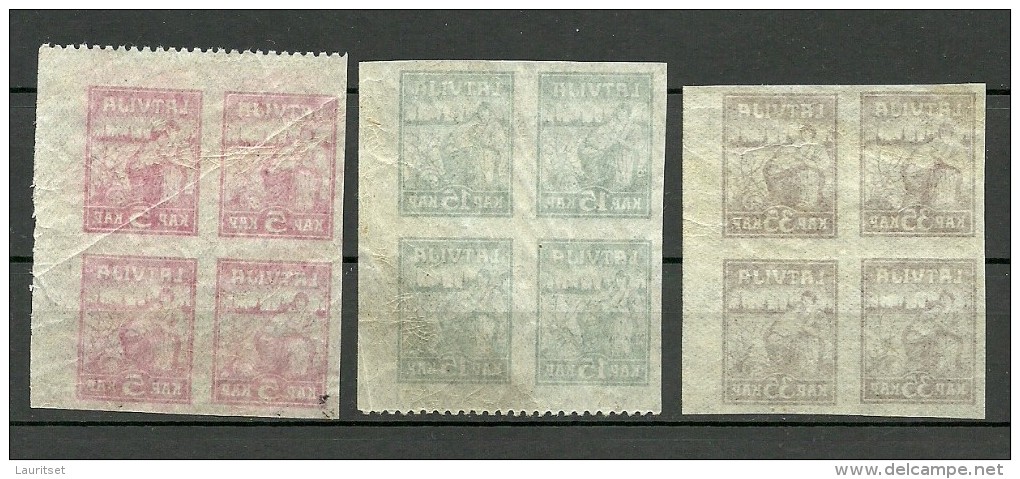 LETTLAND Latvia 1919 Michel 25 - 27 Y In 4-block MNH - Lettonie