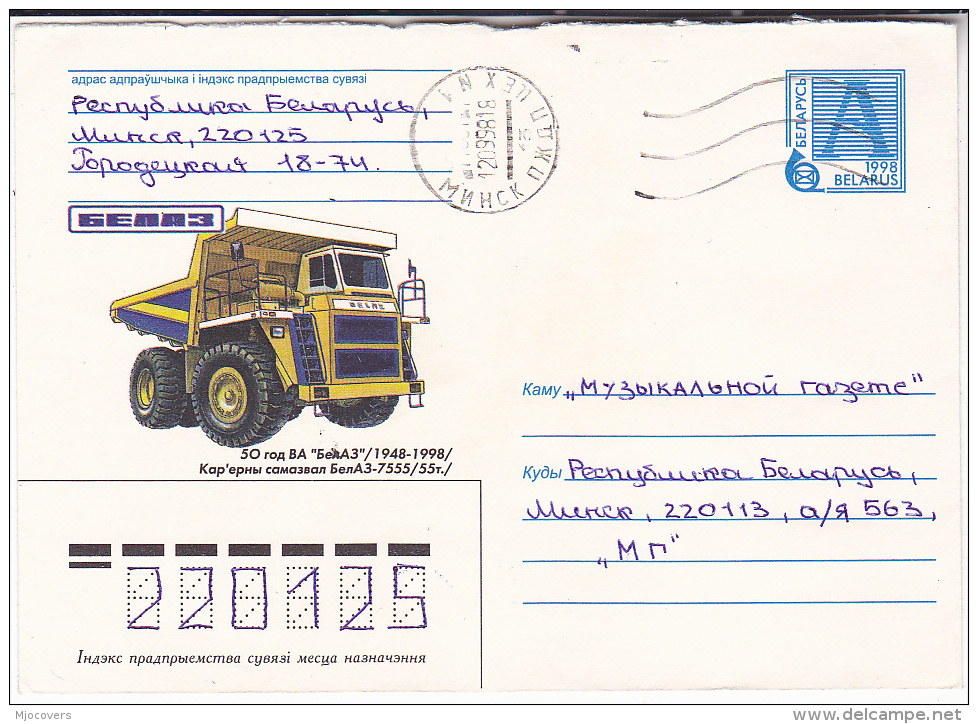 1998 BELARUS POSTAL STATIONERY COVER  Illus TRUCK 7555  , Stamps - Belarus