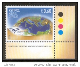 Cyprus 2014 Euromed Postal Emblem And Mediterranean Sea MNH, Scott Cat. No 1211 - Unused Stamps