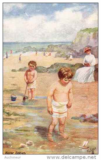 Raphael Tuck & Sons - 9473, Fun On The Sands X 5 (oilette) - Tuck, Raphael