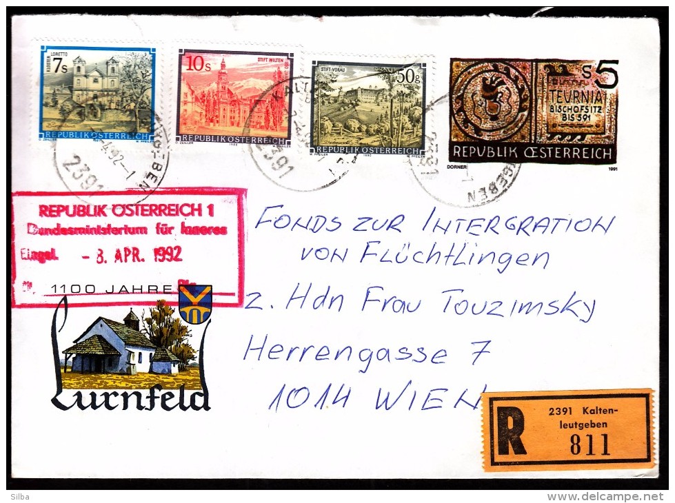 Austria 2391 Kaltenleutgeben 1992 / 1100 Years Of Lurnfeld / Registered Letter, Einschreibebrief - Otros & Sin Clasificación