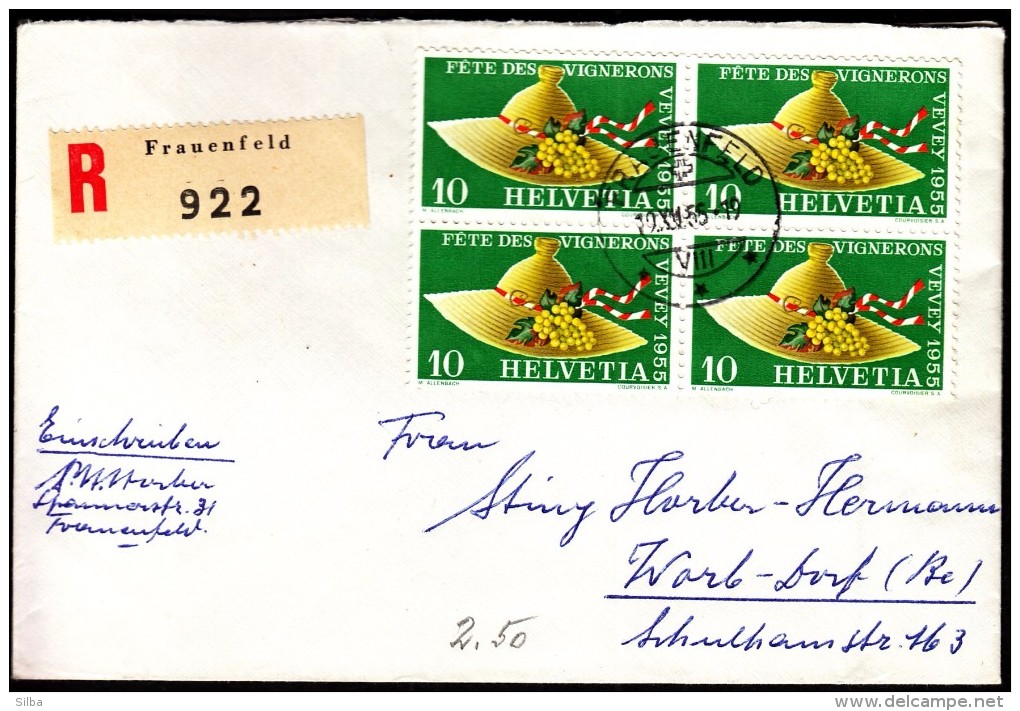 Swiss Frauenfeld 1955 / Registered Letter, Einschreibebrief, Recommande - Autres & Non Classés