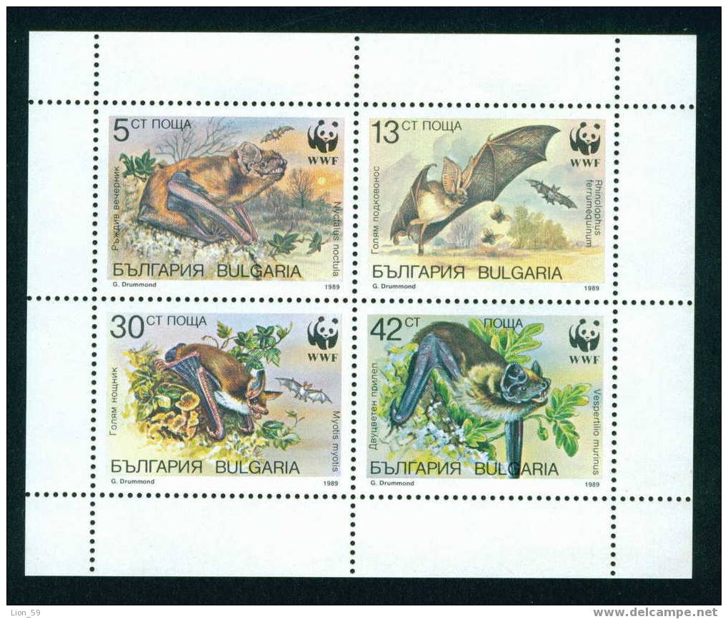 3760I Bulgaria 1989 Animals & Fauna >  Mammals >  Bats  World  Wildlife Fund WWF MS ** MNH - Fledermäuse