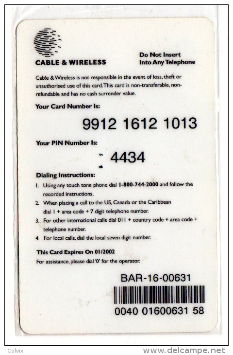 BARBADES REF MV CARDS BAR-P16 CODE BAR 16 Année 2001 FISHING BOAT - Barbados