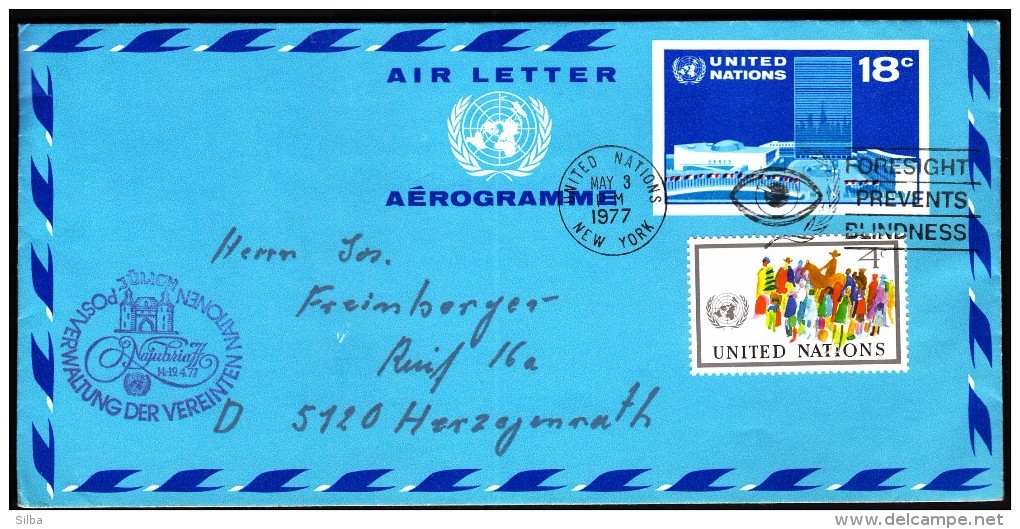 United Nations New York 1977 / Airmail Aerogramme / Machine Stamp - Poste Aérienne