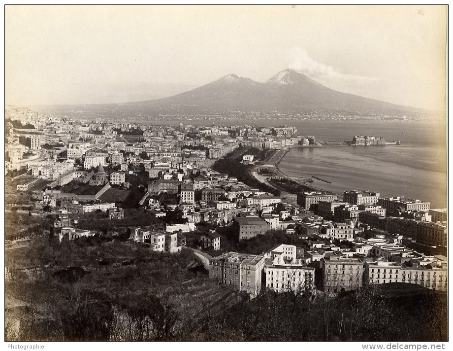 Italie Naples Napoli Panorama Volcan Vesivio Vesuve Ancienne Photo Albumine Sommer 1880 - Anciennes (Av. 1900)