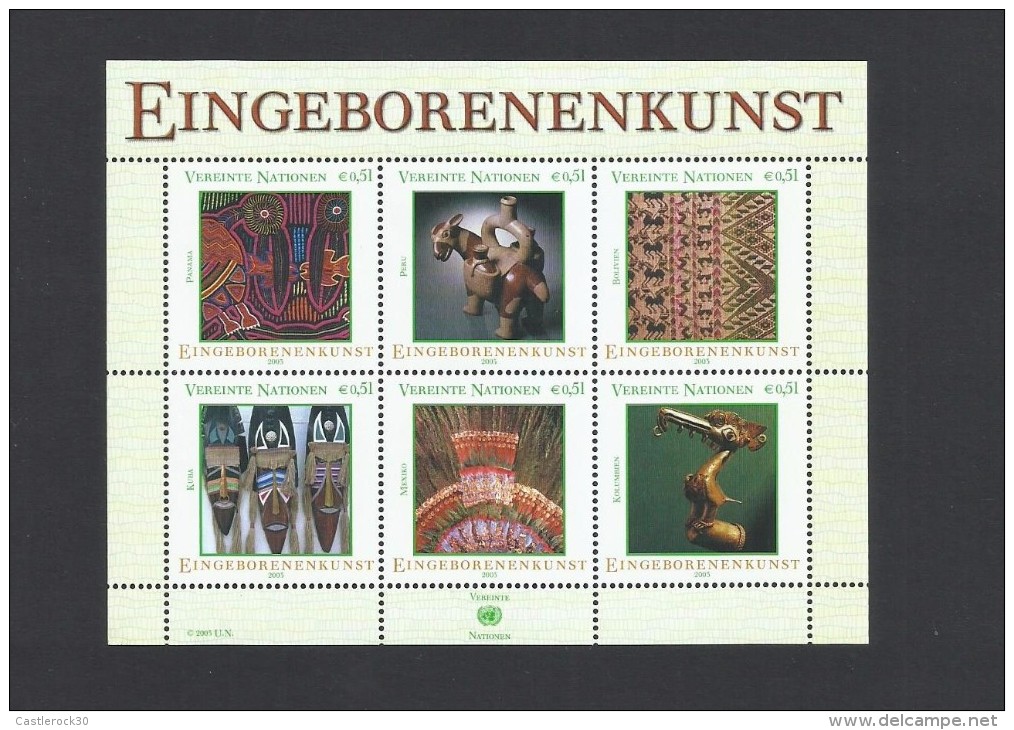 O) 2003 UNITED NATIONS - VIENNA, NATIVE ART-  ABORIGINAL ART -  CULTURE - CRAFTS, MINI SHEET MNH - Ongebruikt