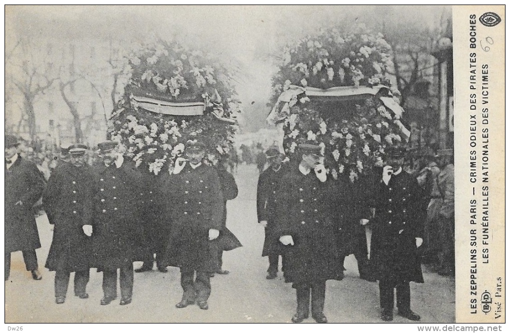 Les Zeppelins Sur Paris 1916 - Crimes Odieux Des Pirates Boches - Les Funérailles Nationales Des Victimes - Carte E.L.D. - Beerdigungen