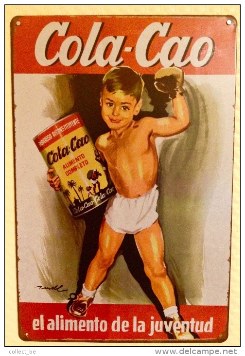 Plaque Métallique Publicitaire Décorative - CHOCOLAT COLA-CAO - KIDS BOXING - Plaques En Tôle (après 1960)