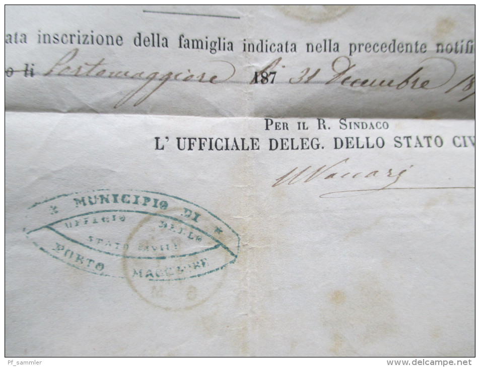 Italien 1871 Notificazione Di Cambiamento Di Residenza No 95. Municipio Sezione Statistica Di Lugo. Viele Stempel