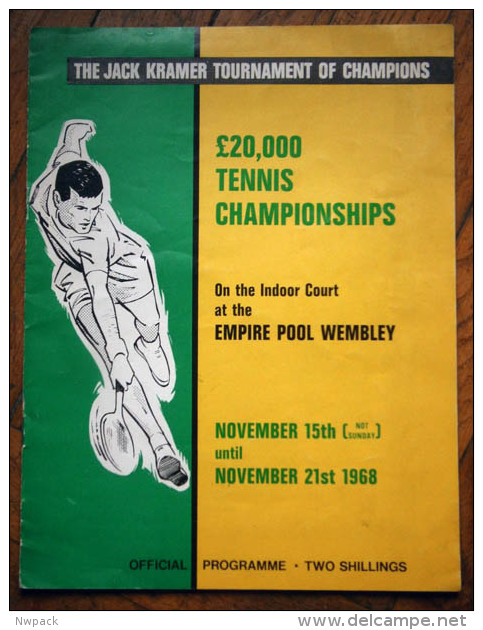 Tennis Championships Wembley 1968, Great Britain - Official Programme, Laver, Emerson,Taylor,Newcombe,Roche,Rosewall - Uniformes Recordatorios & Misc