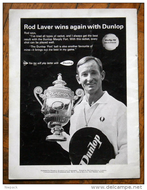 Tennis Championships Wembley 1968, Great Britain - Official Programme, Laver, Emerson,Taylor,Newcombe,Roche,Rosewall - Bekleidung, Souvenirs Und Sonstige