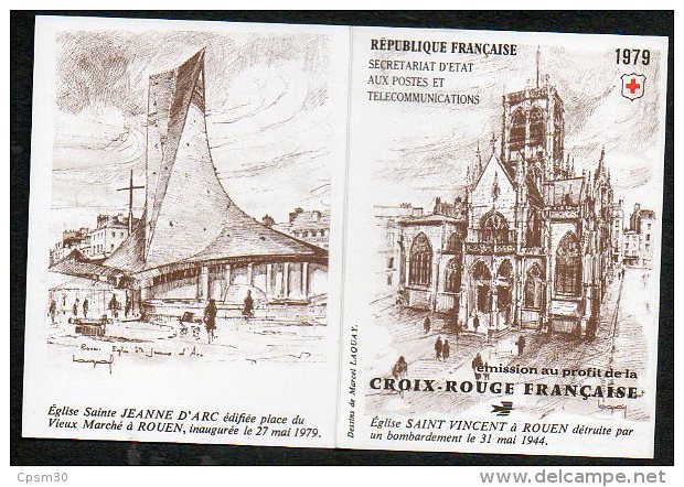Timbres - Croix-Rouge - Eglise St Vincent à Rouen 1979 - Faciale 9.60 Fr Ou 1.46 € - Croix Rouge