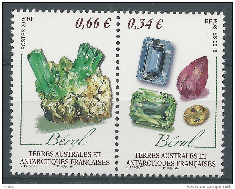 French Antarctic (FSAT), Mineral, Beryl, 2015, MNH VF  A Pair - Unused Stamps