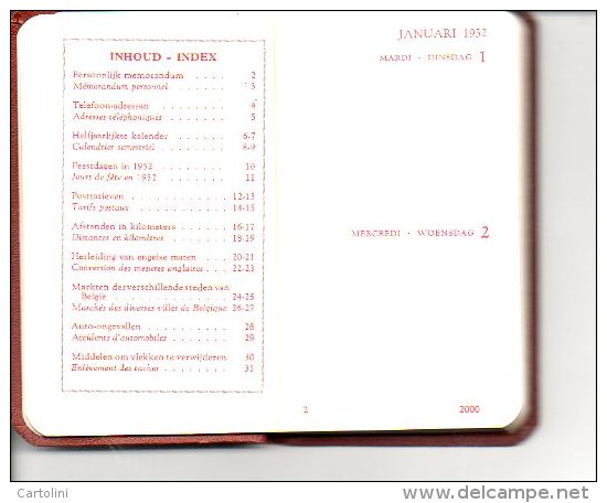 Agenda  Kalender Calendrier  1952  Zakagenda Formaat 10,50x6,50cm - Petit Format : 1961-70