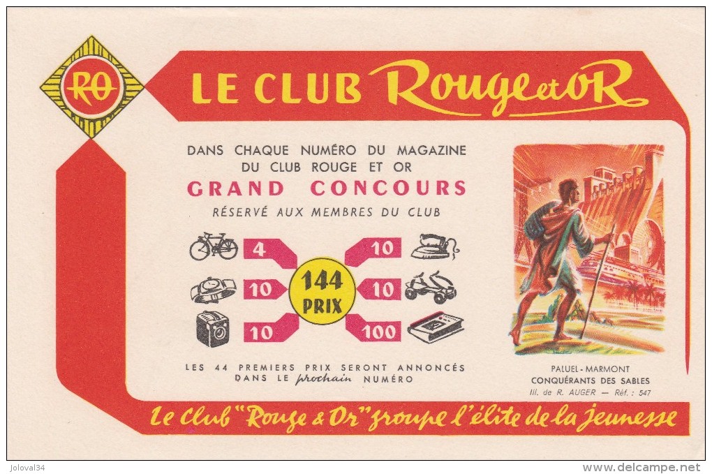 Buvard - Livre Le Club ROUGE ET OR - 547 Conquérants Des Sables - Papeterie