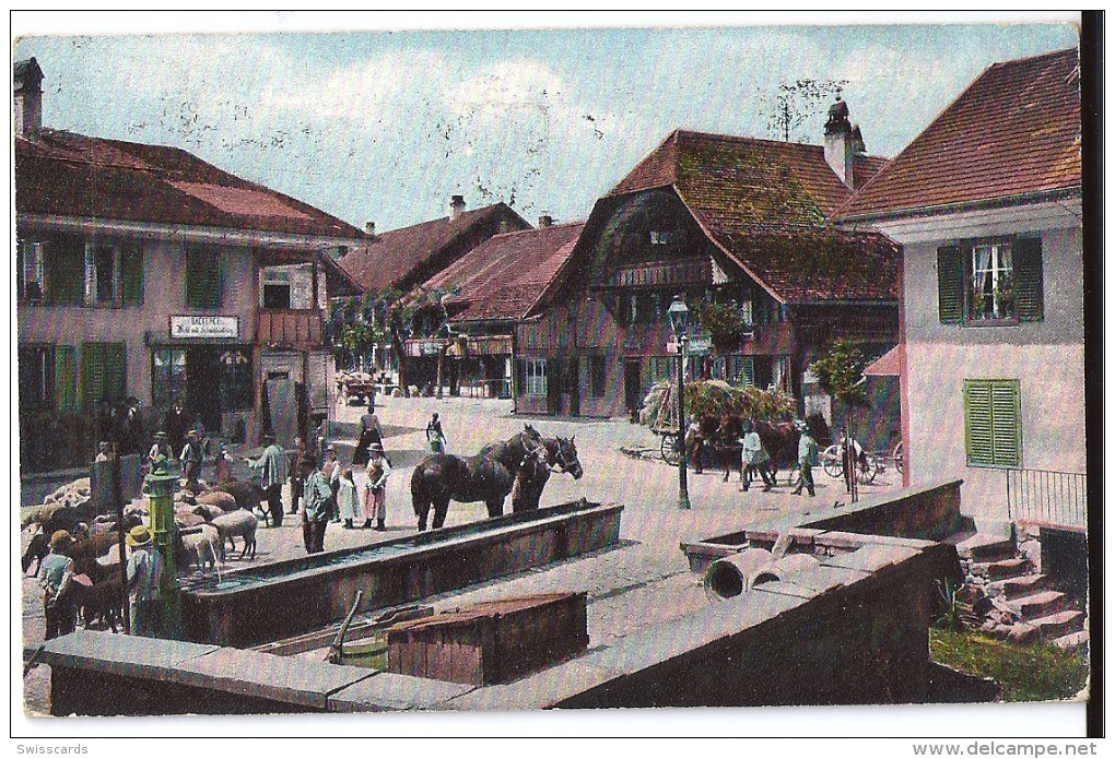 Dorf SIMMENTAL - Landwirtschaft: Bauern, Pferde, Schafe, Schweine, Heuwagen 1922 - Sonstige & Ohne Zuordnung