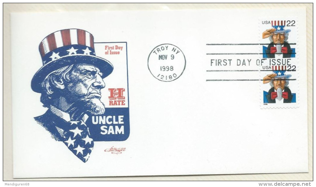 VERINIGTE STAATEN ETATS UNIS USA 1998  UNcle Sam P.10 S-A STRIP 2x22¢ FDC SC 3259 YV 2829 MI 3064 SG 3535 - 1981-00