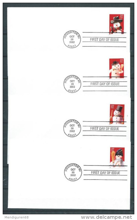 VERINIGTE STAATEN ETATS UNIS USA 2002 CHRISTMAS SNOWMAN COIL SET 4V FDC SC 3680-3 YT 3395a-3398a MI 3711-4 SG 4253-6 - 2001-2010