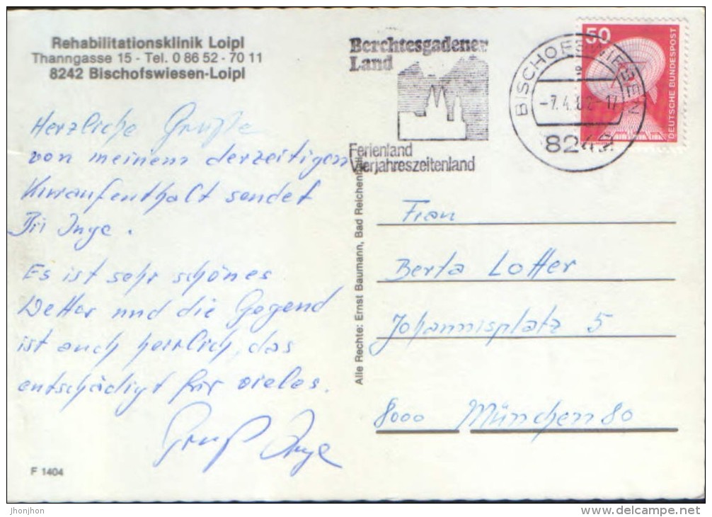 Germany - Postcard Circulated In 1982 -  Rehabilitationsklinik  Loipl - Berchtesgadener Land - 2/scans - Bischofswiesen