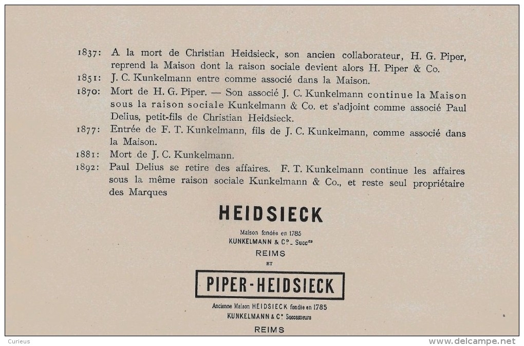 PIPER-HEIDSIECK * REIMS * KUNKELMAN & Co * 48 PP * BEAUCOUP PHOTOS - Publicités