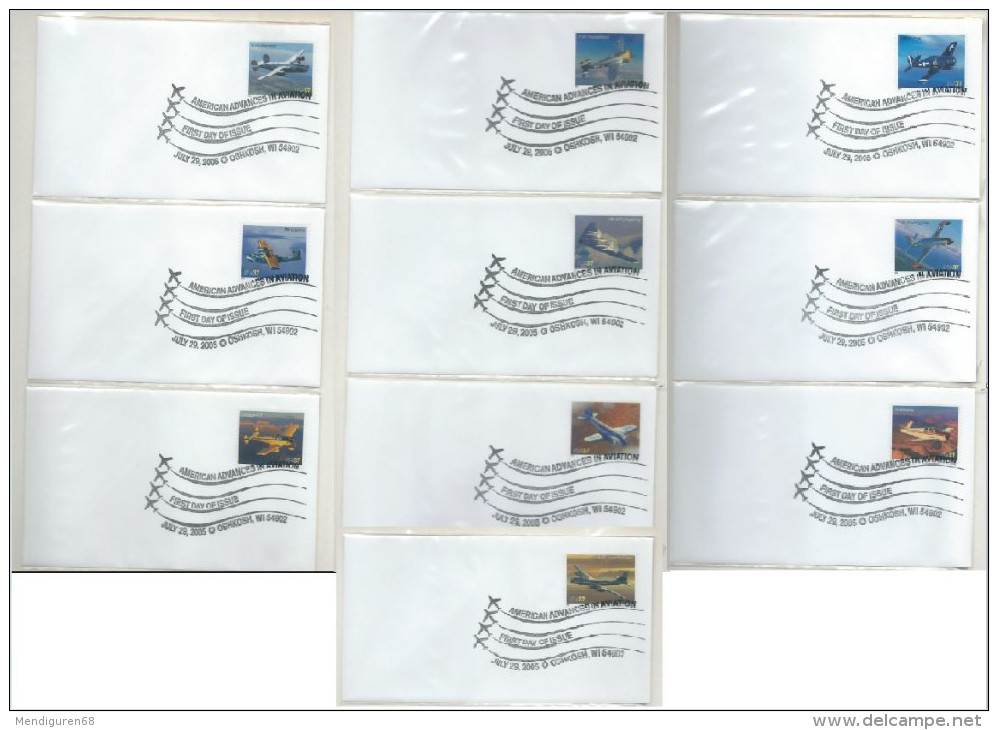 VERINIGTE STAATEN ETATS UNIS USA 2005 Advances In Aviation Set Of 10 FDC SC 3916-25 YV 3670-3679 MI 3944-53 SG 4444-53 - 2001-2010