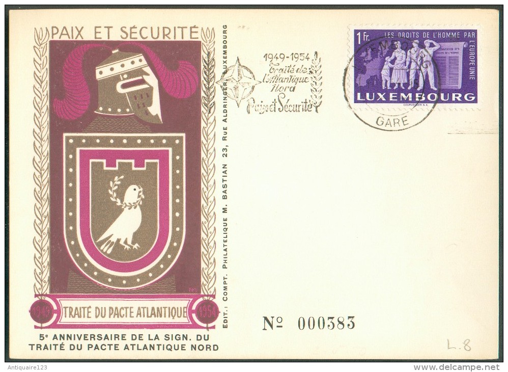 5ème Anniversaire De La Signature Du Traité Du Pacte Atlantique Nord 1954 - 10983 - Maximum Cards