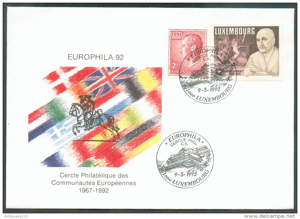 EUROPHILA 1992 - Enveloppe Illsutrée (cheval) Obl. Sc EUROPHILA Cercle Phil. CE. 9-5-1992 LUXEMBOURG - 10989 - FDC