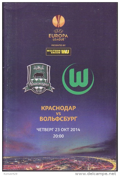 Russian Football. Official Program. UEFA EUROPA LEAGUE. 23.10.2014. FC Krasnodar - VfL Wolfsburg. - Livres