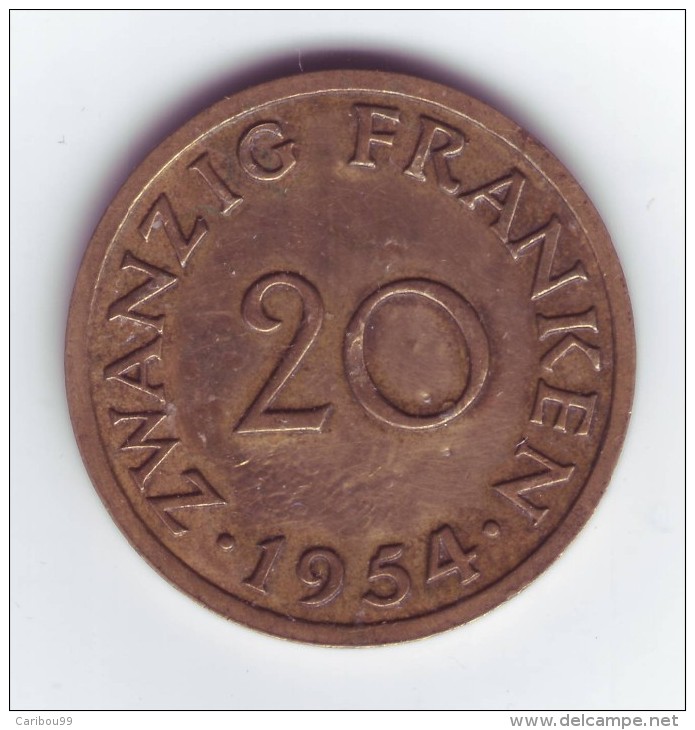 ALLEMAGNE / SAARLAND 20 Franken 1954 - 20 Franken