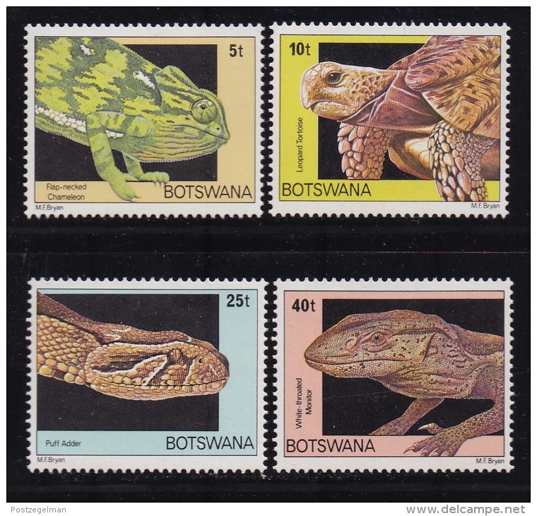 BOTSWANA, 1980, Mint Hinged Stamps , Reptiles, 243-246 , #780 - Botswana (1966-...)