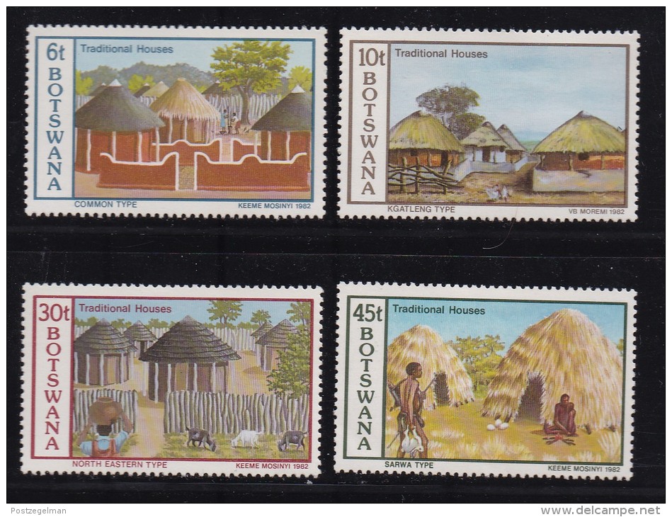 BOTSWANA, 1982, Mint Hinged Stamps , Traditional Houses, 295-298 , #809 - Botswana (1966-...)
