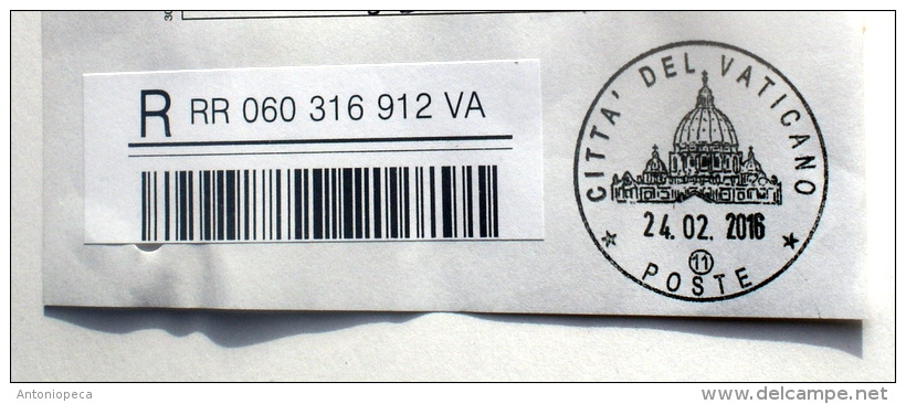 VATICANO 2016 - CANCEL POSTE VATICANE REGISTERED MAIL - Franking Machines (EMA)