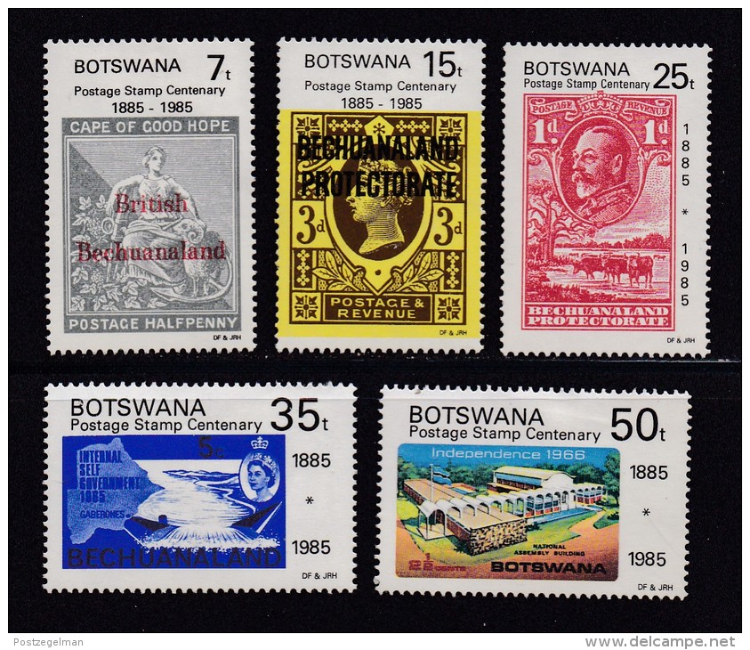 BOTSWANA, 1985, Mint Hinged Stamps , Stamps On Stamps, 359-363, #827 - Botswana (1966-...)