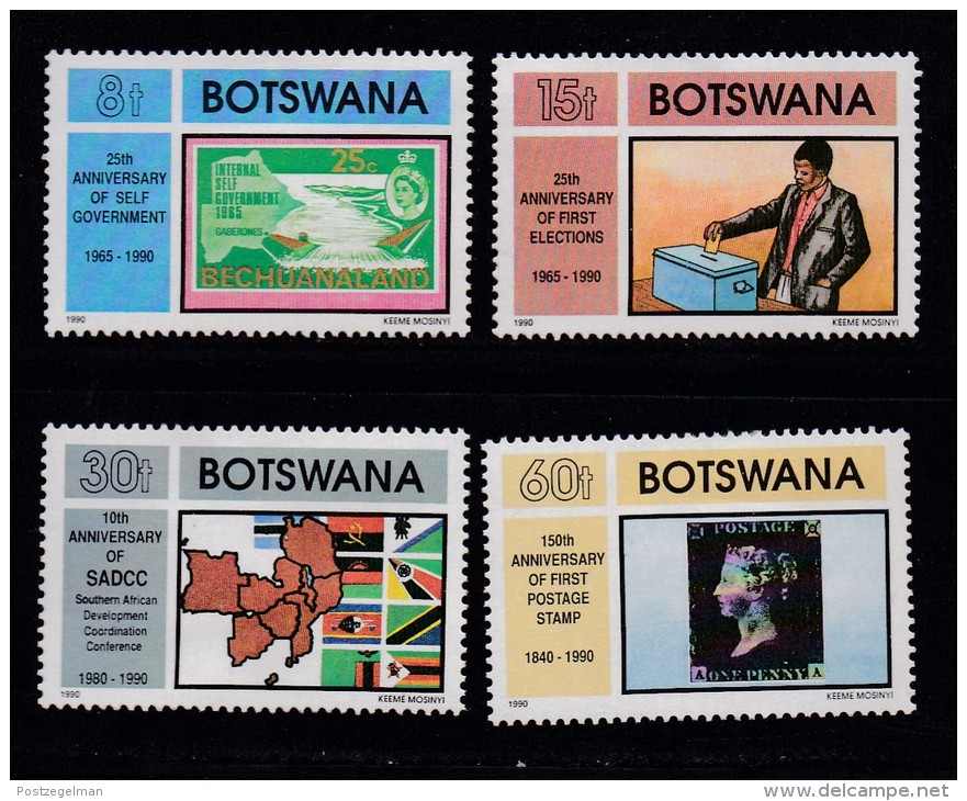 BOTSWANA, 1989, Mint Hinged Stamps , Independence), 467-470, #932 - Botswana (1966-...)