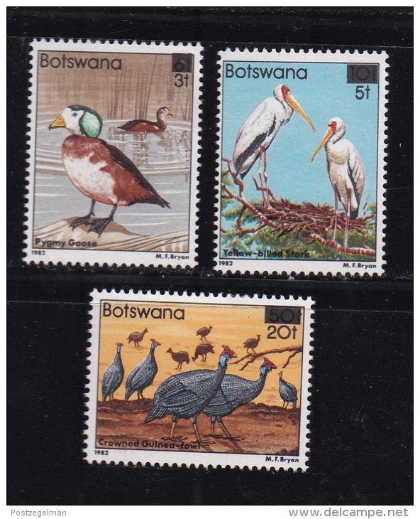 BOTSWANA, 1987, Mint Hinged Stamps , Birds With Overprint, 396-398, #940 - Botswana (1966-...)