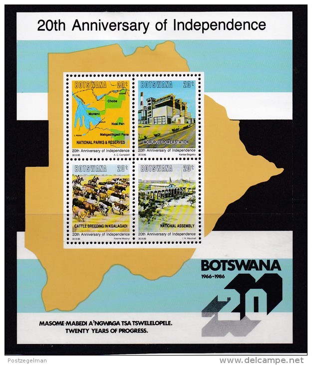 BOTSWANA, 1986, Mint Hinged Stamps In Block , 20 Years Of Independence, Block 19, #864 - Botswana (1966-...)