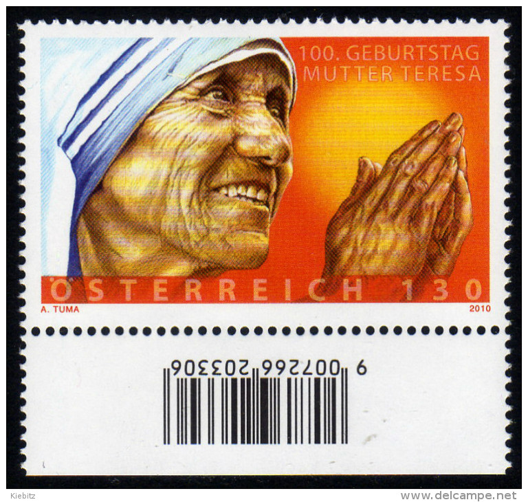 ÖSTERREICH 2010 ** 100. Geburtstag - Mutter Teresa - MNH - Berühmte Frauen